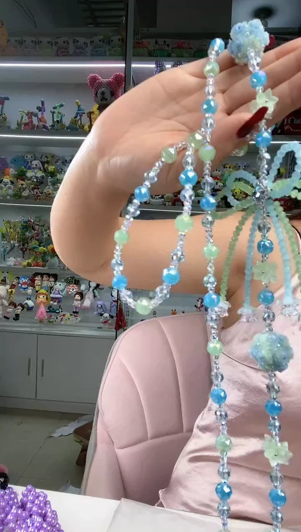 玻璃1887蓝色绣球斜跨链材料包1套