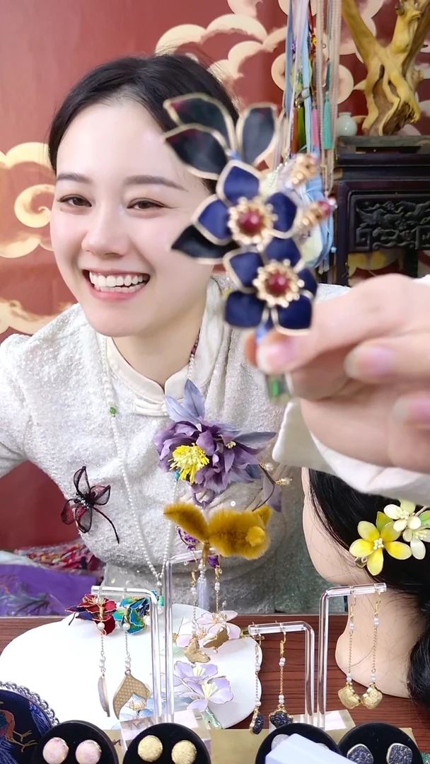 纯铜合金琉璃非遗绒花好看