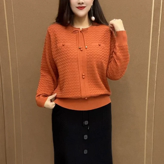 气质新款内搭时尚女装减龄针织衫纯色上衣大码宽休闲春季妈妈毛衣