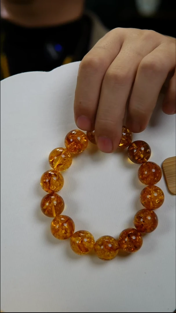 手串琥珀未镶嵌16mm天然俄罗斯花珀圆珠手串