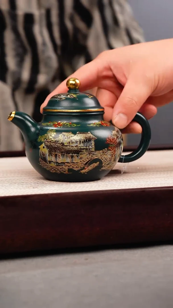 茶壶紫砂苏门答腊青 掇球 忆江南珐琅彩