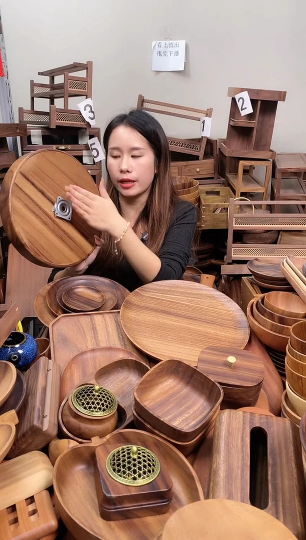 木 南美胡桃木可旋转圆砵30*4cm  （无底板）