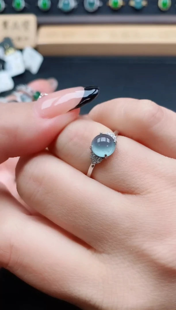 银S925镶嵌戒指翡翠1