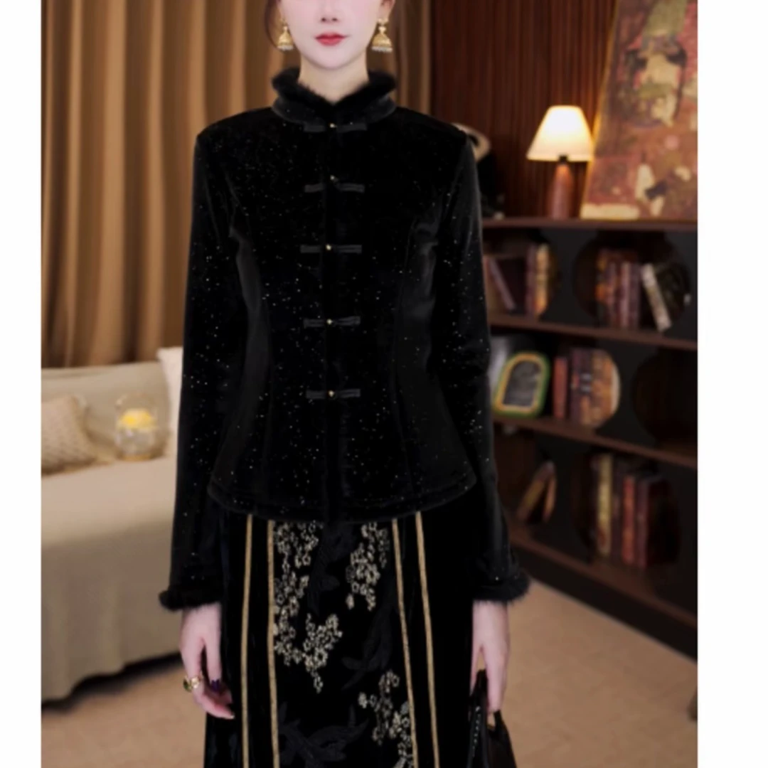 【加绒加厚】新中式国风冬季保暖打底衫上衣国风设计款星光点点长袖