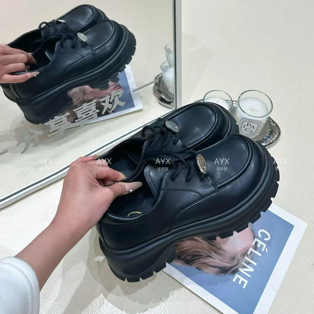 安妤皙&高定款南韩系带小皮鞋813【A4】