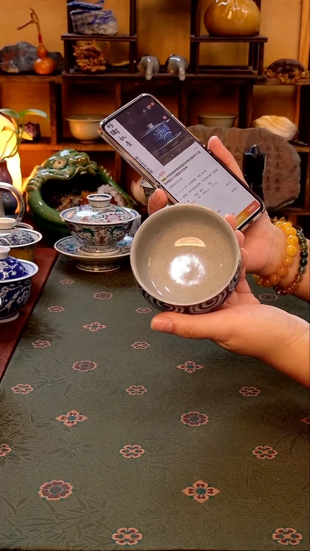 【手工手绘祥云仿古禅定杯】