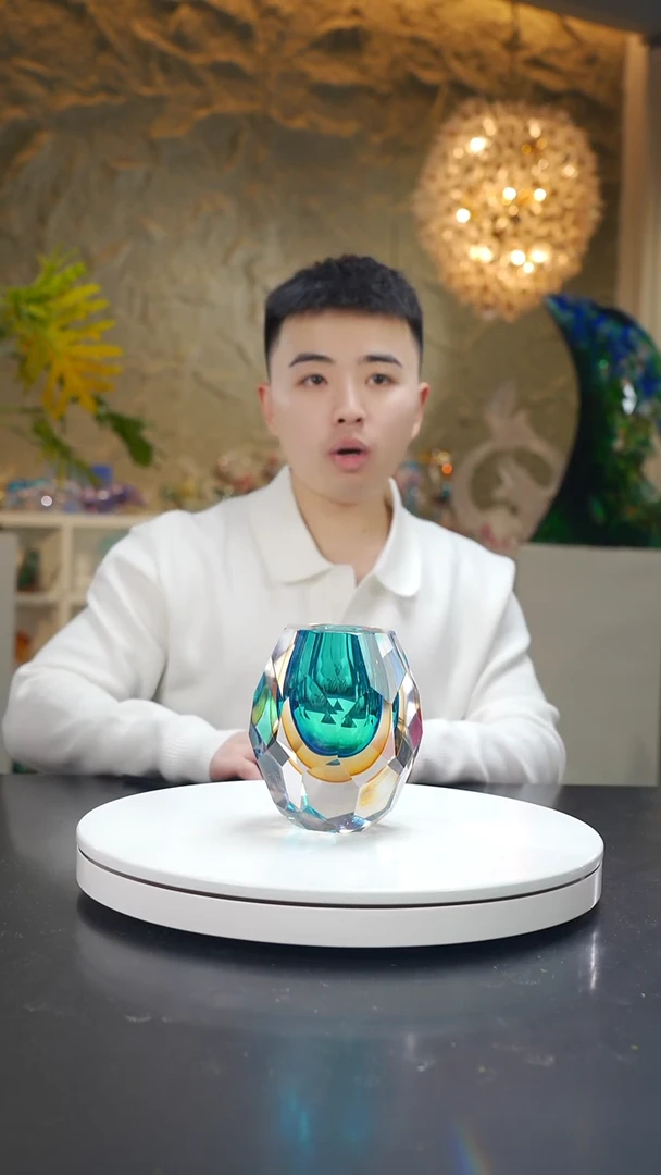 手工艺品琉璃宝石蓝琥珀色钻石切面香薰瓶