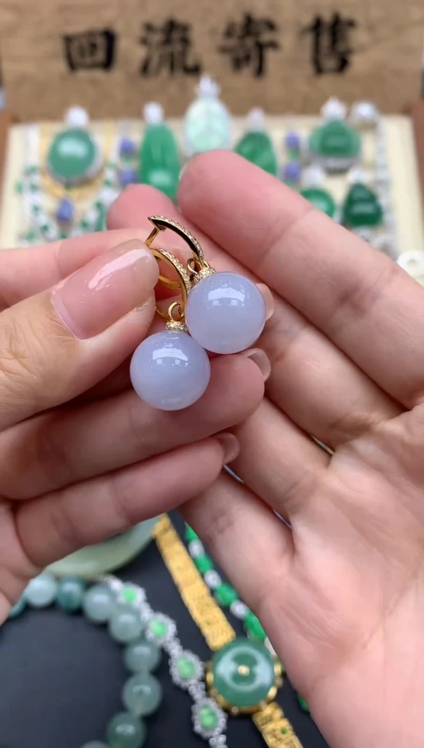 【闪购商品】翡翠耳饰18K金镶嵌434-中国好珍宝