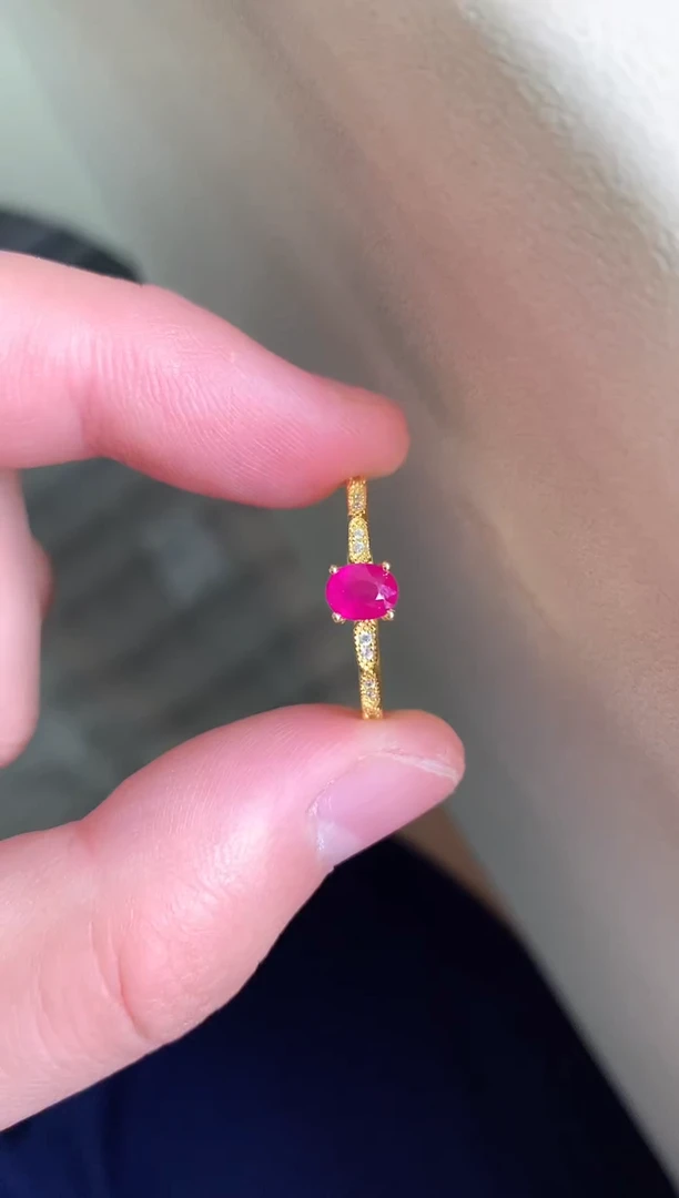 银S925镶嵌戒指红宝石戒指