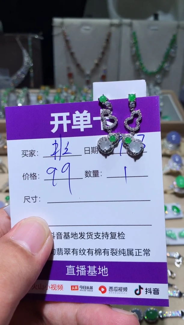 未镶嵌翡翠耳饰《****》《非常好吃》