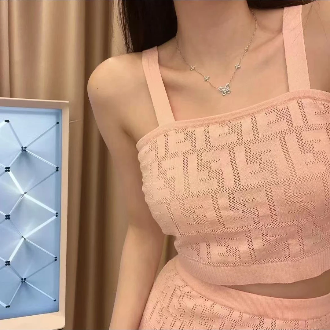 99新 FENDI/芬迪 粉色logo弹力吊带/f38/编号3500