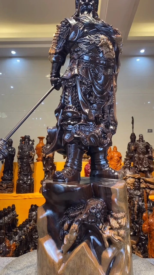 【闪购商品】风车木（黑檀木）木雕关公