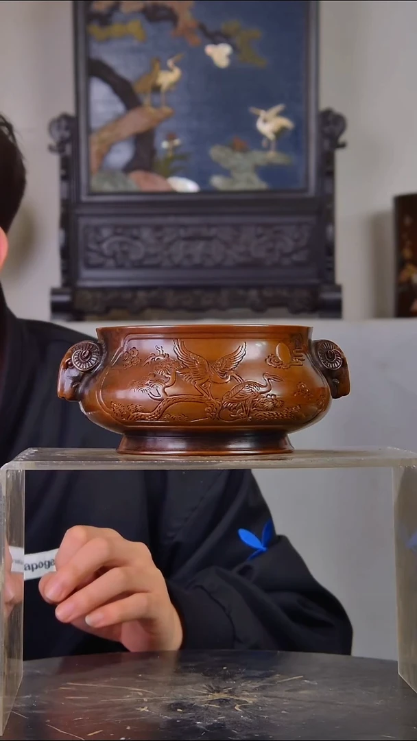 瓷片陈*山精美香炉放漏结缘425