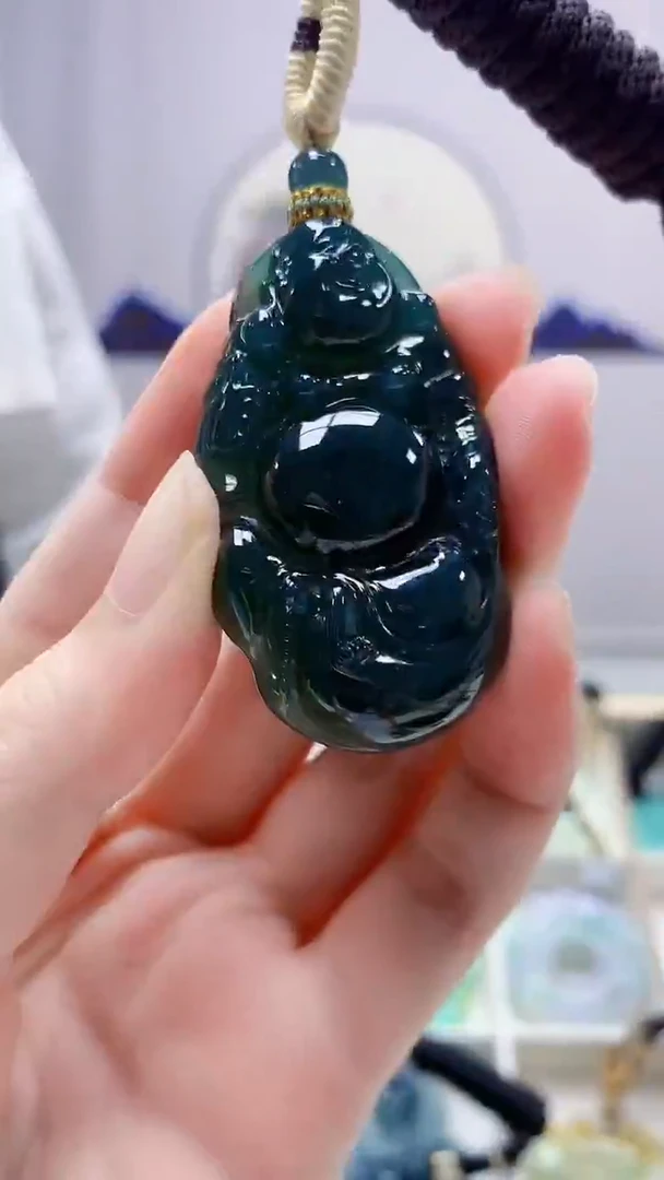 未镶嵌定制翡翠4898zm-毛货挂件佛公68