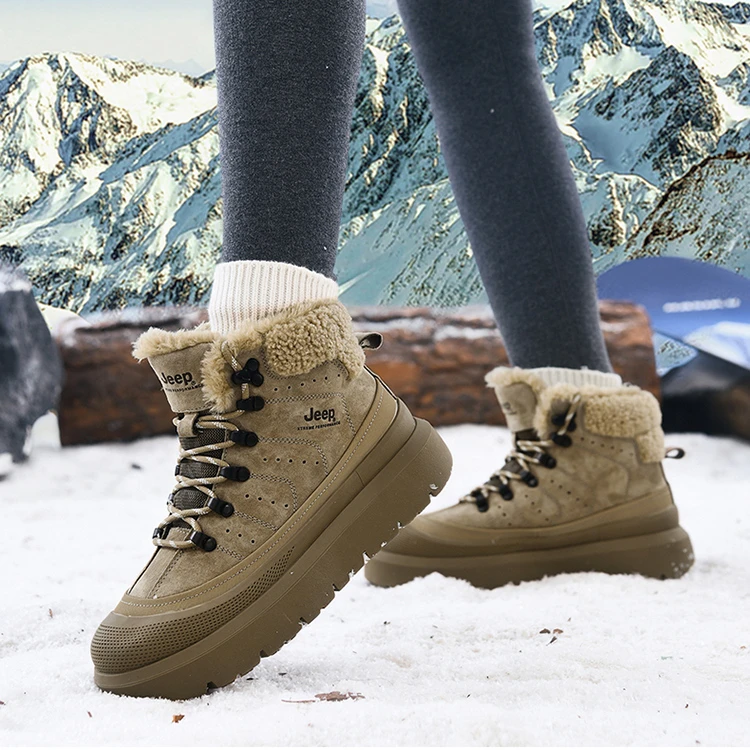 户外耐磨防滑雪地靴防寒防雪时尚保暖鞋冬季防水加绒加厚靴子高帮