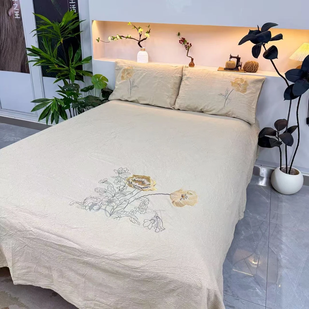 灼灼韶华·天然刺绣罗布麻床单