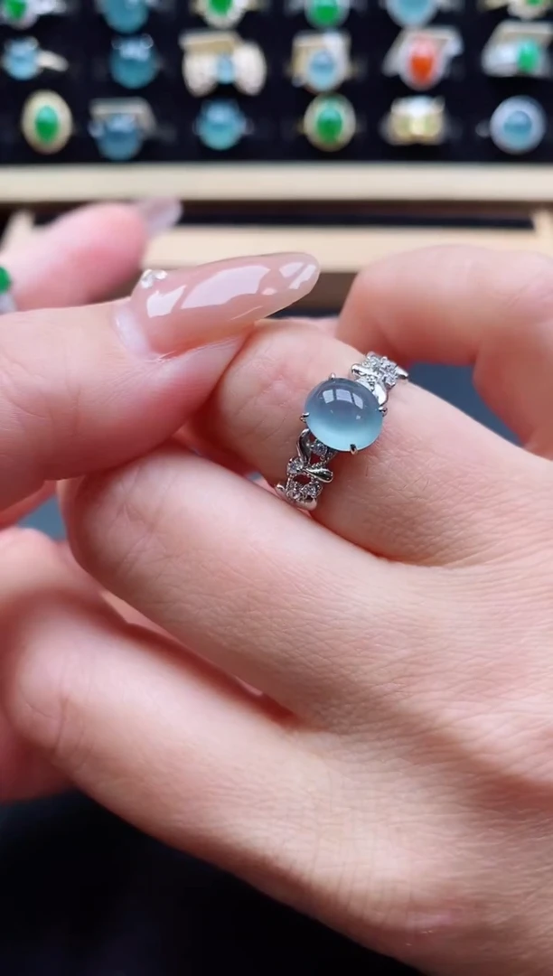 银S925镶嵌戒指翡翠1