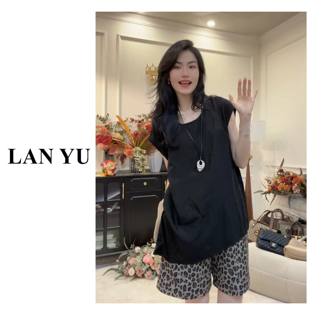 【清冷感】2025夏款小众设计极简下摆开叉无袖醋酸T恤上衣女