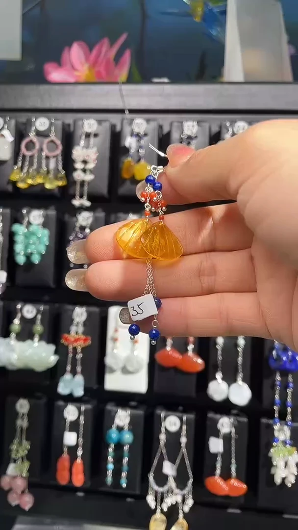 银S925镶嵌耳饰紫晶痕?痕折