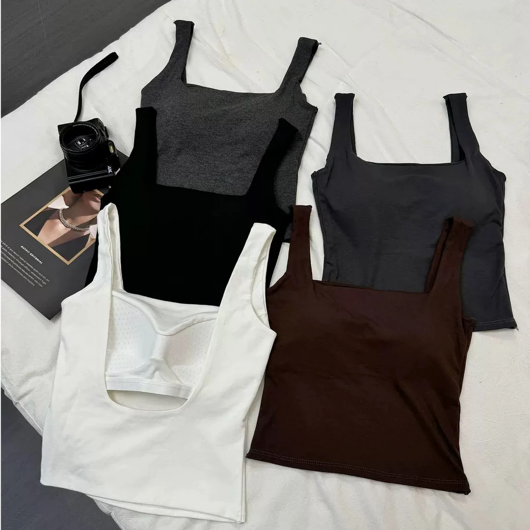 【0371】新款春夏女自带胸垫美背吊带修身