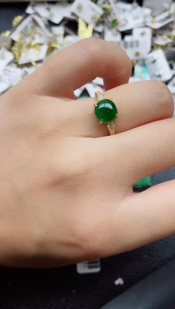 银S925镶嵌戒指翡翠1