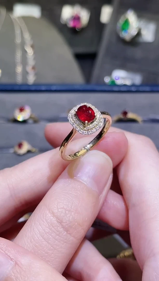 【闪购商品】红宝石戒指18K金镶嵌0.69ct/无烧鸽血红