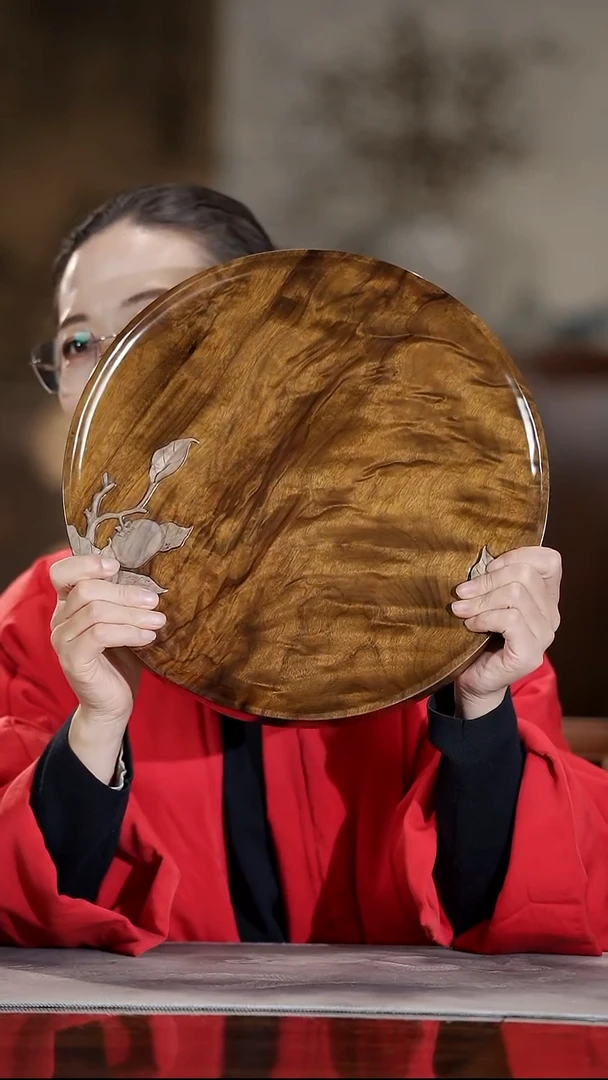 金丝楠780事事如意云彩纹圆盘