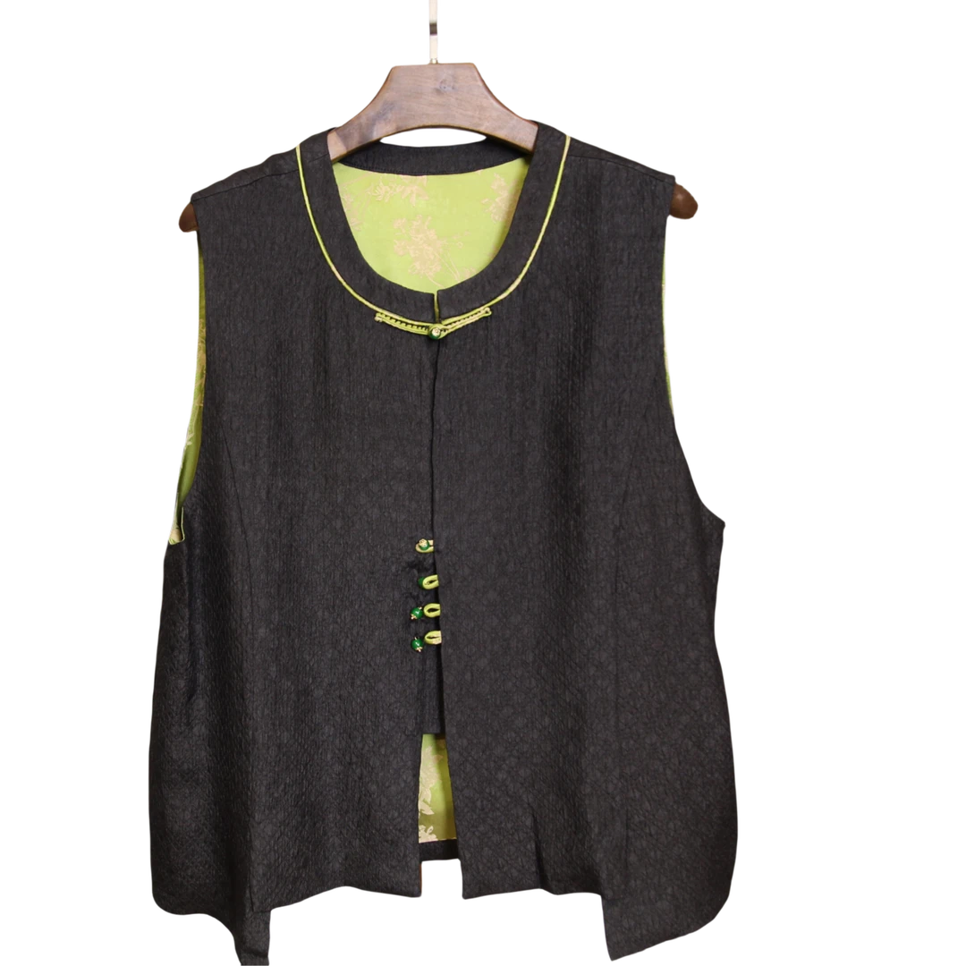 【金多乾】上等老料香云纱撞色款马甲小外套S5215X