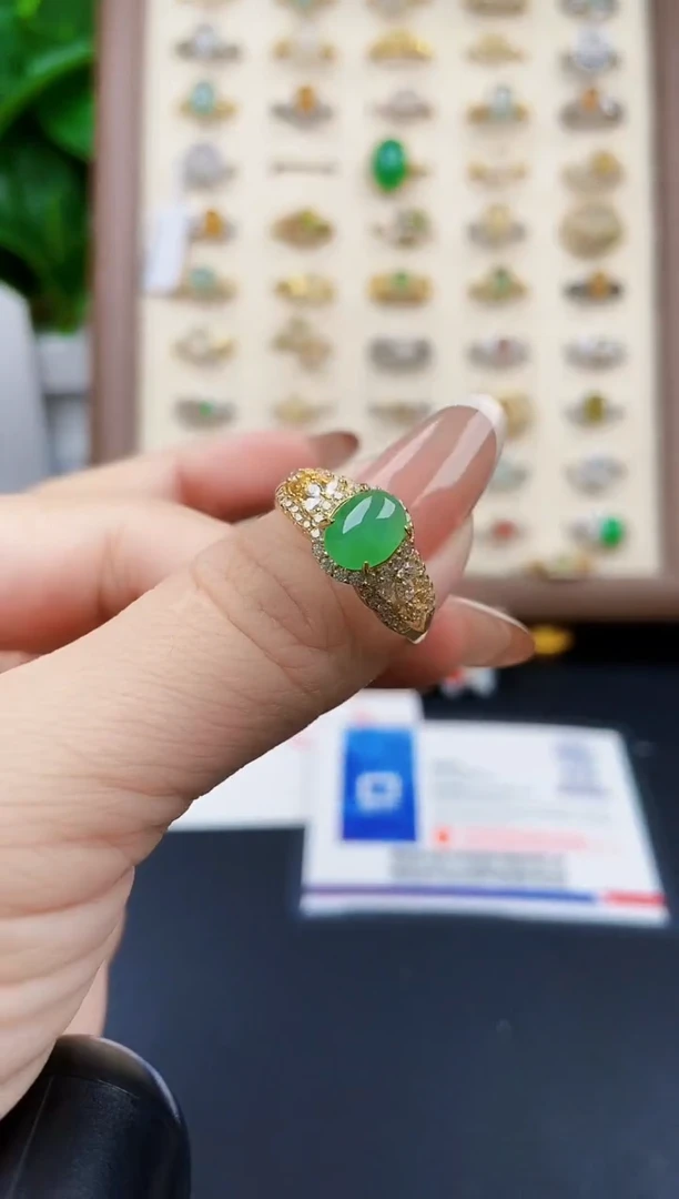 银S925镶嵌戒指翡翠12