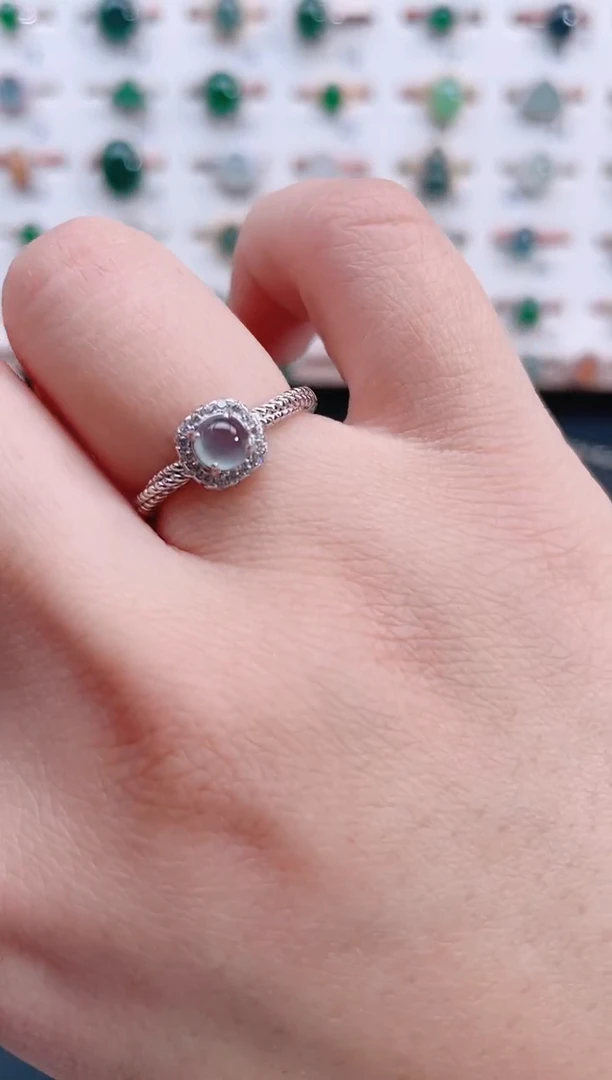 银S925镶嵌戒指翡翠天然翡翠