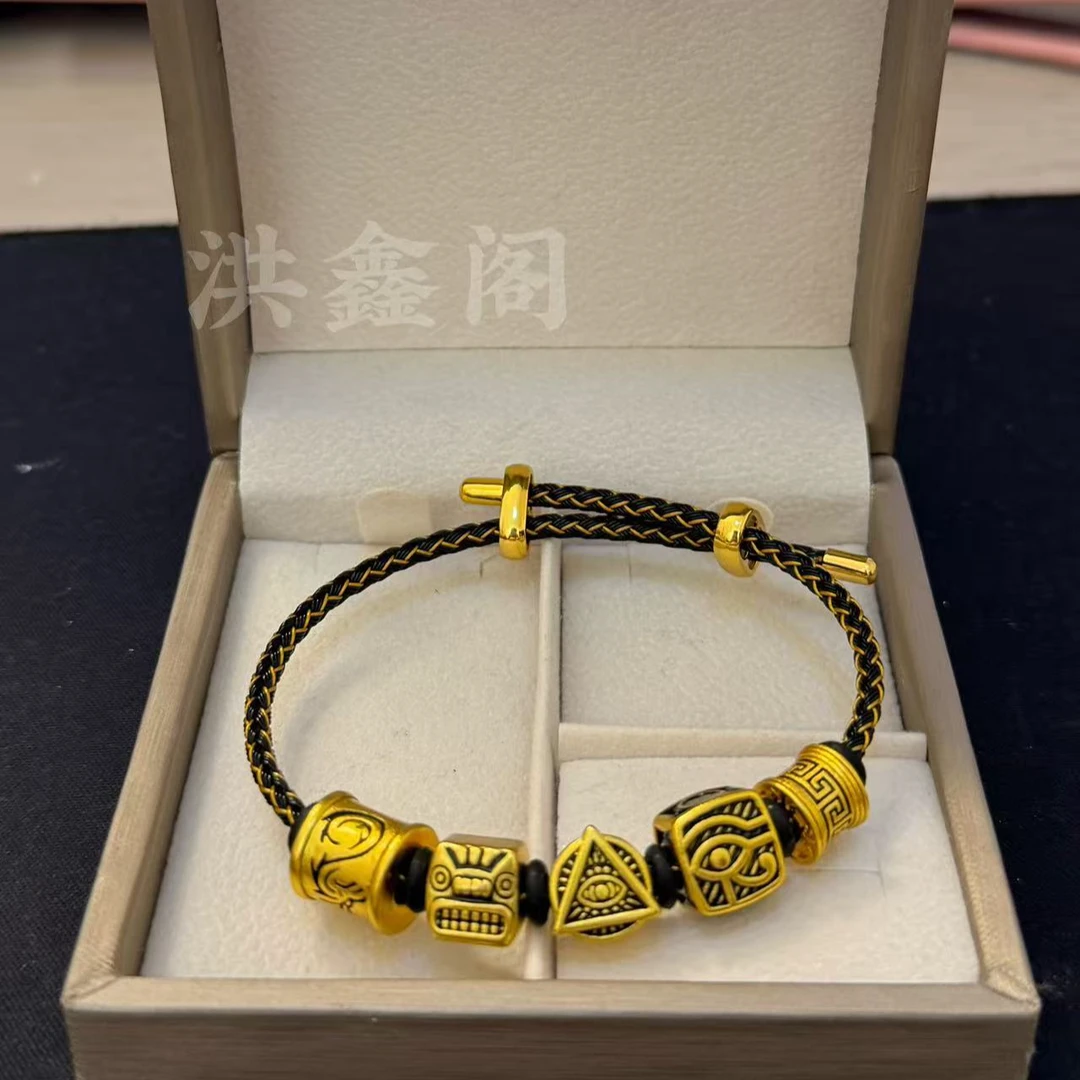 合金手链 刺青黑金路路通祝福手链