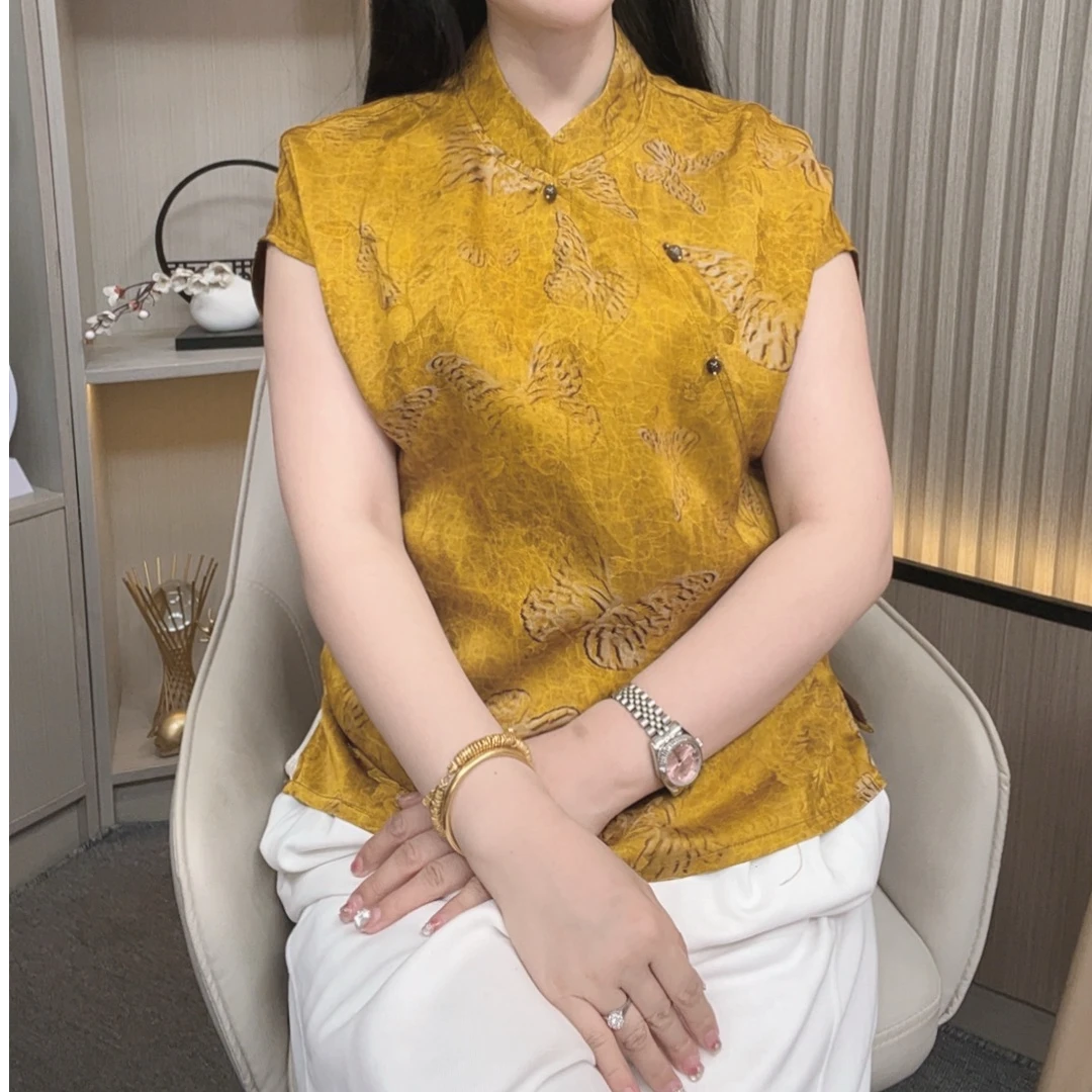 【金龟】中式上衣改良版斜襟盘扣气质短袖