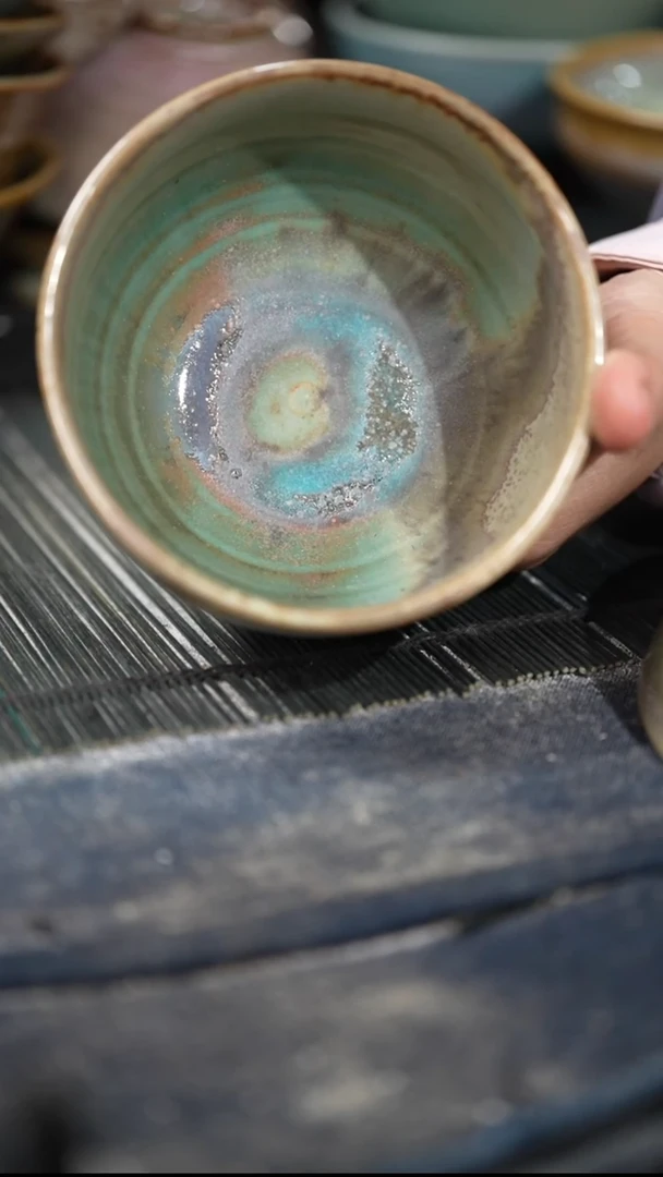 浪鬼家釉绘柴烧薄*小碗