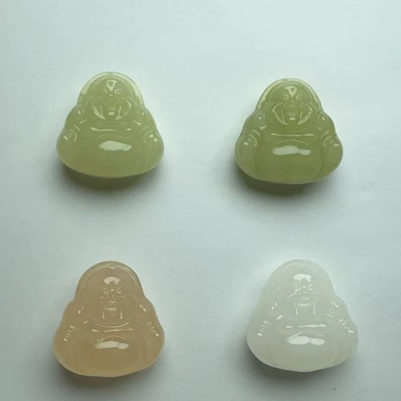 青海昆仑山白雪公主/黄口/藕粉/湖水绿 卡30双面小佛公吊坠