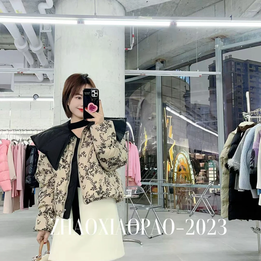 zhaoxiaopao/赵小泡翻领碎花外套