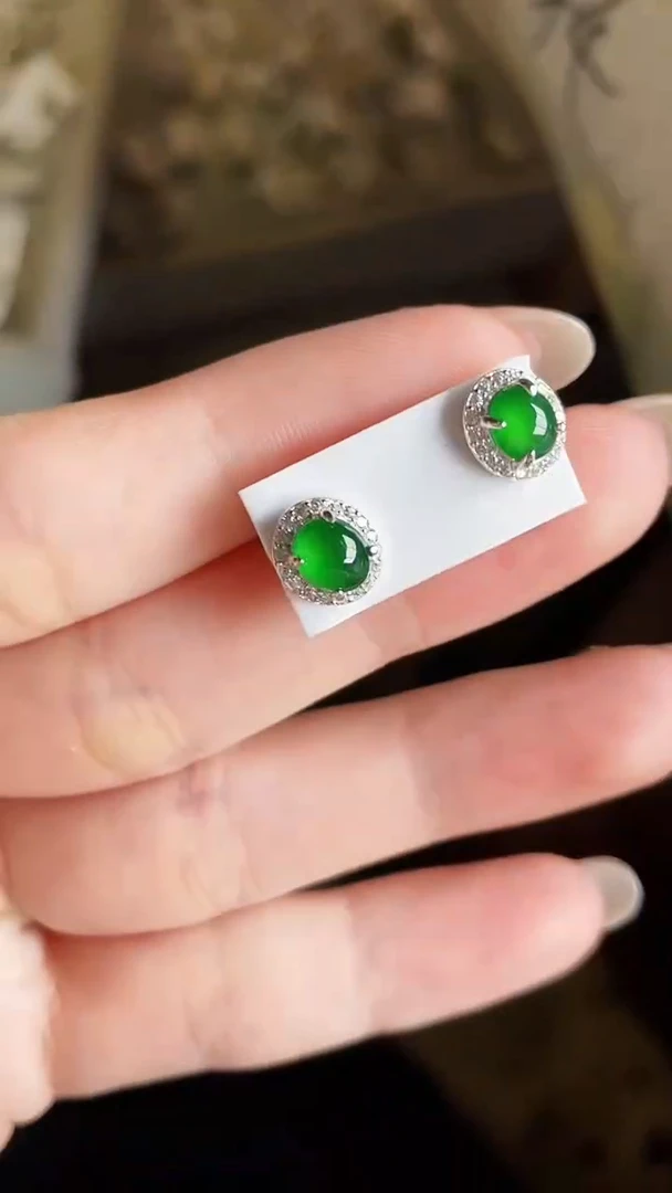 银S925镶嵌翡翠耳饰84