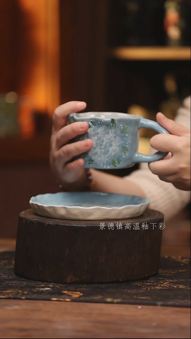 陶瓷 景德镇高温釉下手绘陶瓷