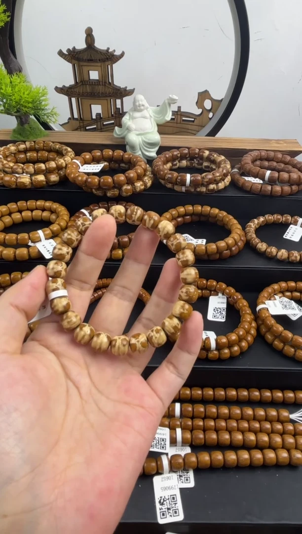 紫金鼠手串活*紫金鼠熊猫花皮实心老型10