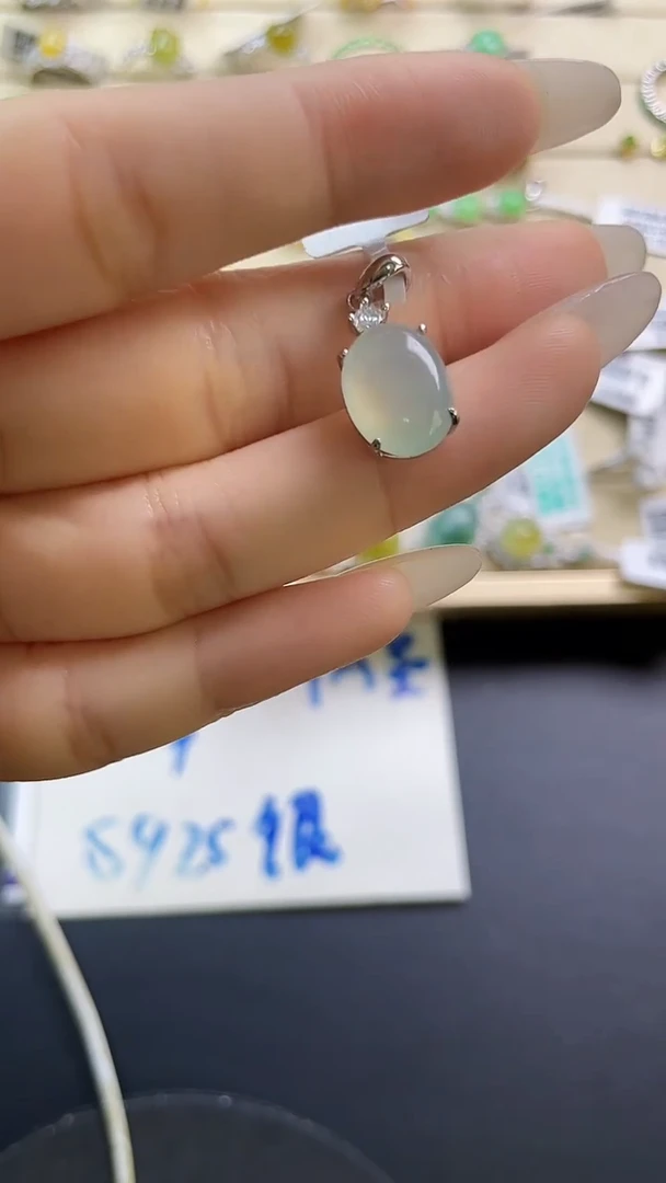 银S925镶嵌戒指翡翠翡翠 蛋面 银S925镶嵌