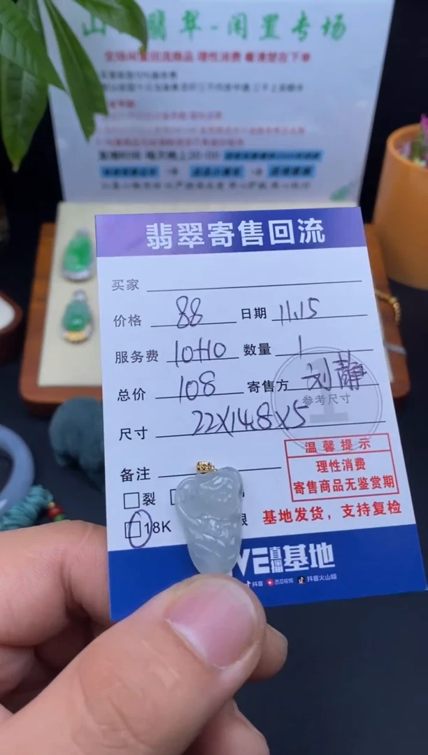 颈饰18K金镶嵌翡翠3000692