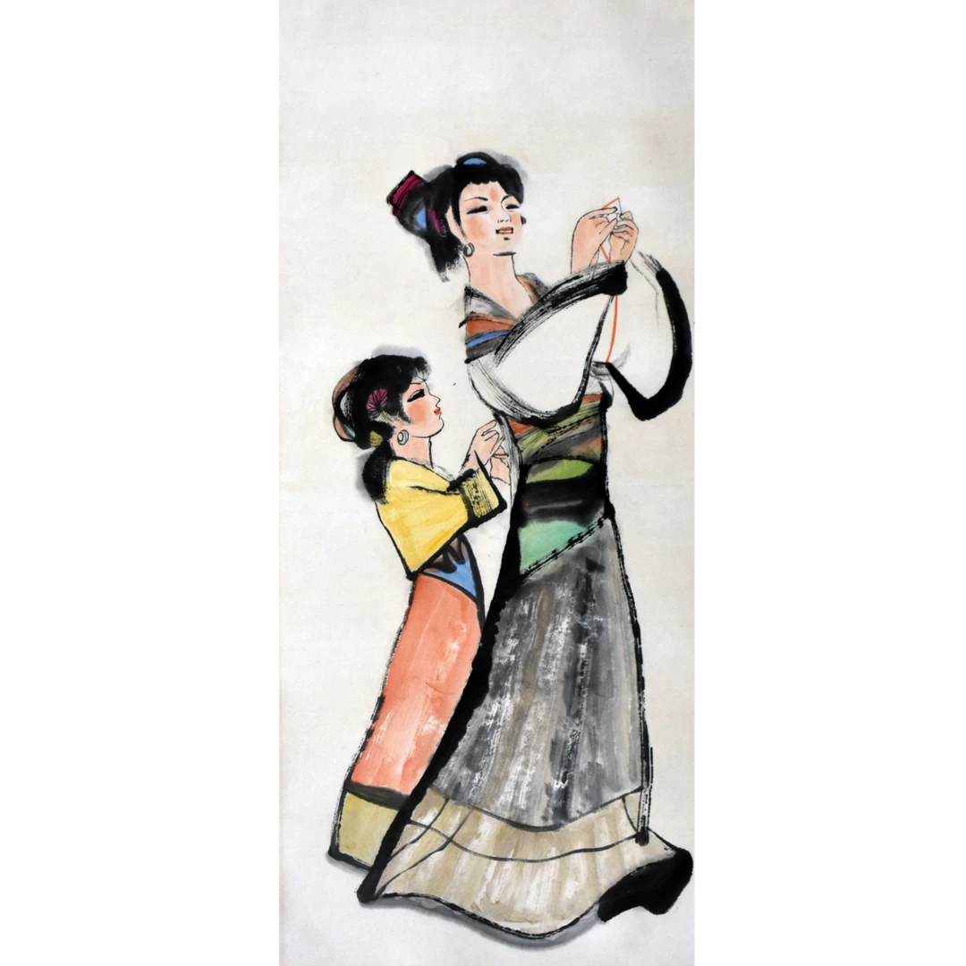 HM0187 秋阶乞巧图 99×52cm 纸本立轴 4.6平尺