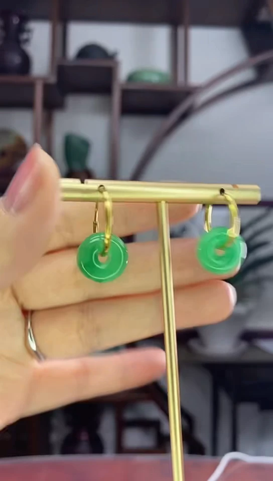 未镶嵌翡翠耳环E12飘花平安扣耳环