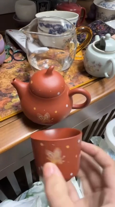 摆件茶具茶具茶具蝶恋花一壶一杯