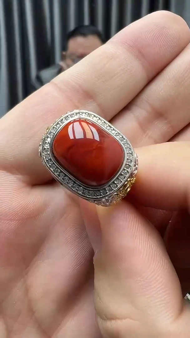 银S925镶嵌南红玛瑙戒指03