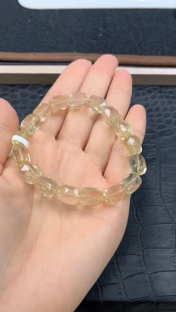 未镶嵌手链水晶58号利姆利亚黄水晶切面随性单圈9+mm