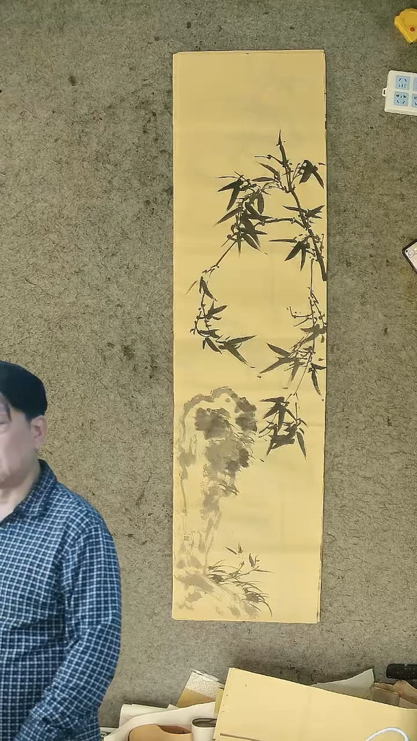 书法四尺对开  墨竹条屏 34*138cm