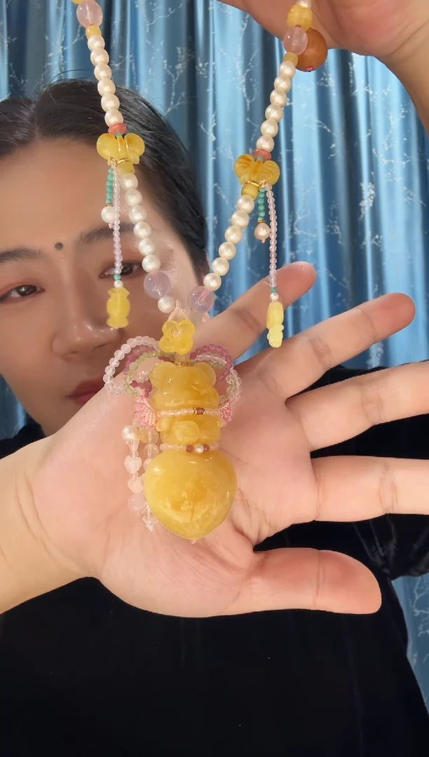 未镶嵌项链蜜蜡蜜蜡爱心小熊项链