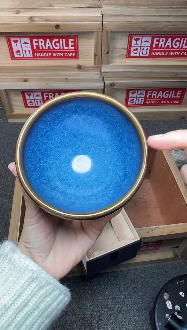 茶盏回蓝钵 建窑建盏主人杯