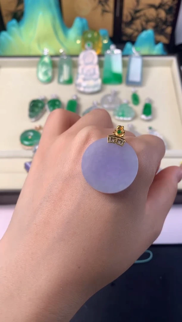 吊坠(不含链)18K金镶嵌翡翠吊坠