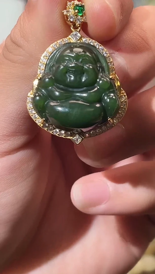 未镶嵌和田玉挂件碧玉弥勒佛